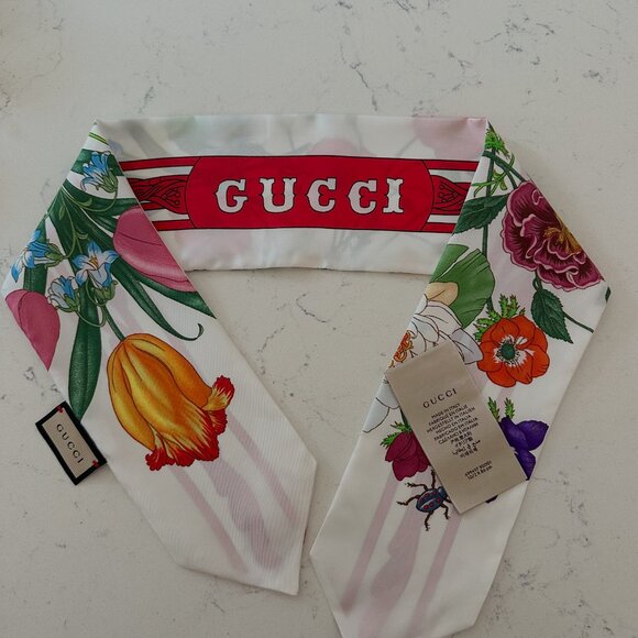 Gucci Flora print silk neck bow - Picture 2 of 2